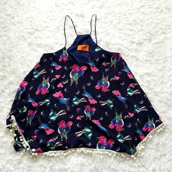 Voom by Joy Han Blue Floral Print Top Sz XS - Picture 2 of 9